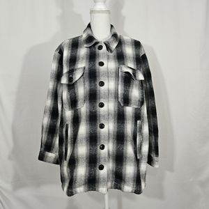 Lucky brand black white and grey flannel shacket women's size large